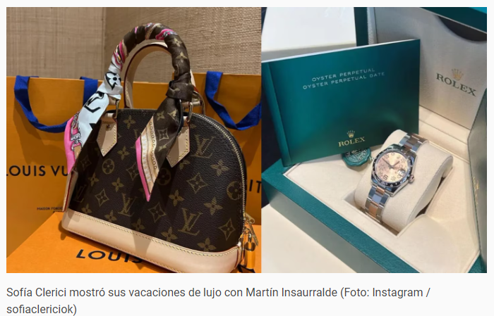 Regalos de Insaurralde a Sofia Clerici en el viaje de lujo.png