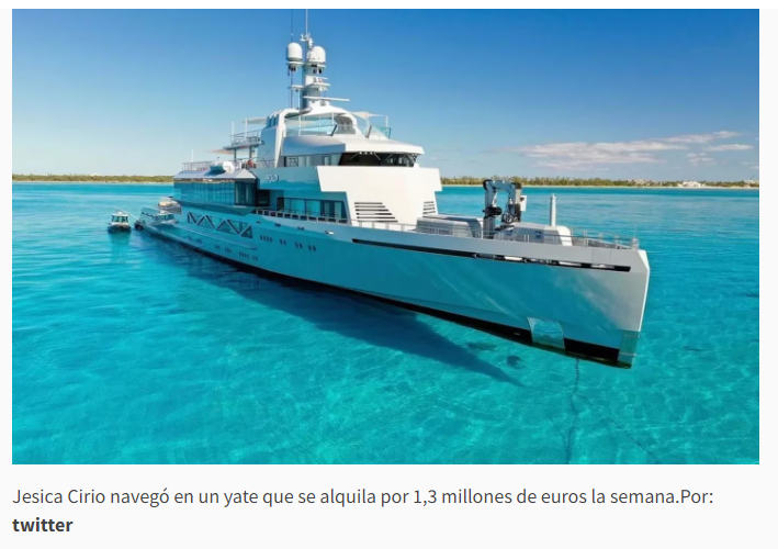 Yate que navegó Jesica Cirio se alquila por 1,3 millones de Euros por semana.png