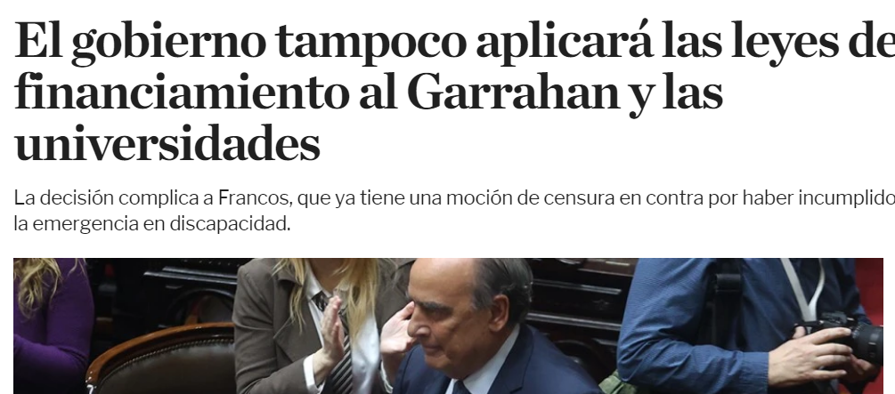 El gobierno tampoco aplicará las leyes de financiamiento al Garrahan.png